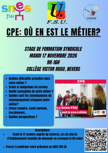 17/11 : Stage CPE (inscription avant le 17/10)