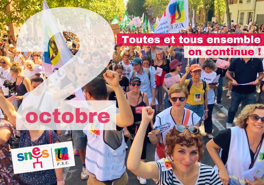 Le 2 octobre, faire passer un cap à la mobilisation ! Manifestation à 10h30 (…)